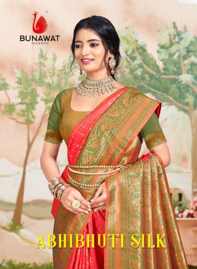 BUNAWAT ABHIBHUTI SILK 1001 TO 1008 DESIGNER SILK SAREE WHOLESALER IN INDIA
